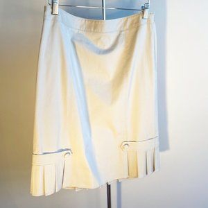 Ann Taylor Pleated Tan Skirt with Button Detail, Perfect Condition